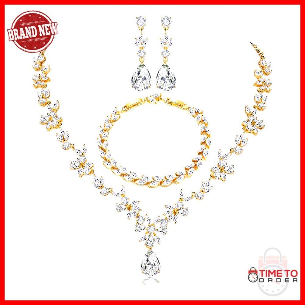 Elegant Jewelry Set with Cubic Zirconia, Adjustable and Hypoallergenic for